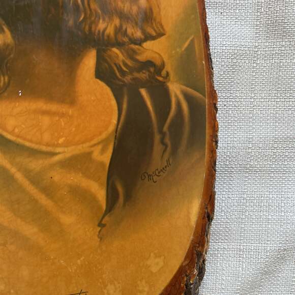 Vintage Jesus Christ Wood Slice Wall Art - 1942 SP Co. 'Inspiration' - Picture 3 of 6